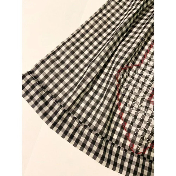 Vintage Black White and Red Checkered Half Apron One Pocket Tie Back - Picture 12 of 12